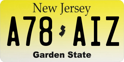 NJ license plate A78AIZ