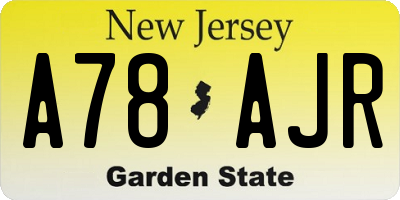 NJ license plate A78AJR