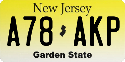 NJ license plate A78AKP
