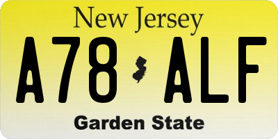NJ license plate A78ALF