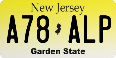 NJ license plate A78ALP