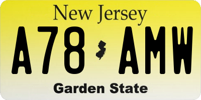 NJ license plate A78AMW
