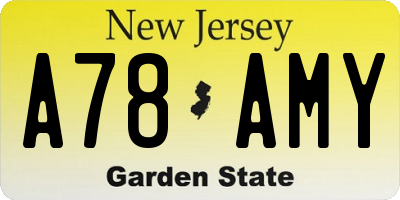NJ license plate A78AMY