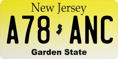 NJ license plate A78ANC