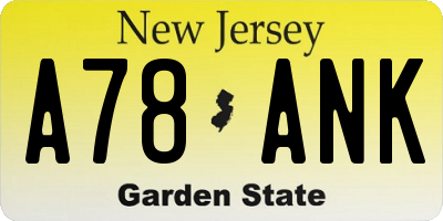 NJ license plate A78ANK