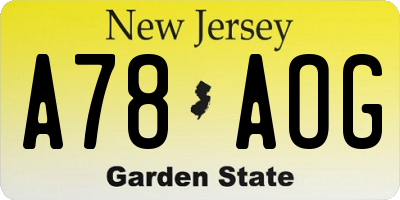 NJ license plate A78AOG