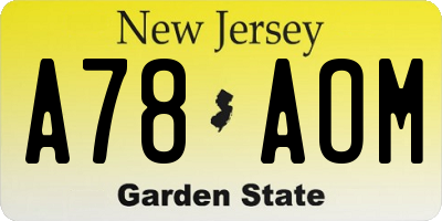 NJ license plate A78AOM