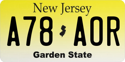 NJ license plate A78AOR