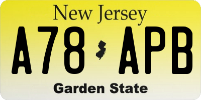 NJ license plate A78APB
