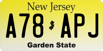 NJ license plate A78APJ