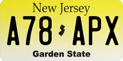 NJ license plate A78APX