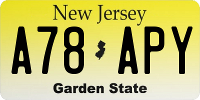 NJ license plate A78APY