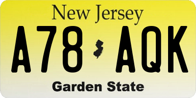 NJ license plate A78AQK