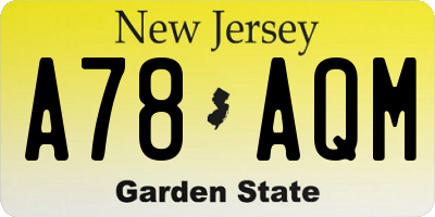 NJ license plate A78AQM