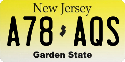 NJ license plate A78AQS