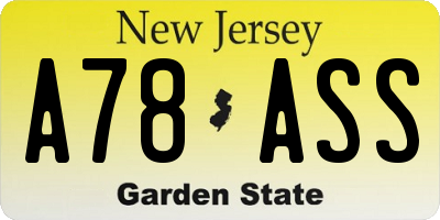 NJ license plate A78ASS