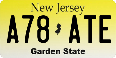 NJ license plate A78ATE