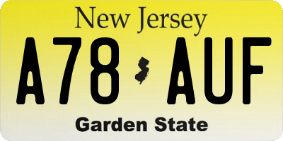 NJ license plate A78AUF