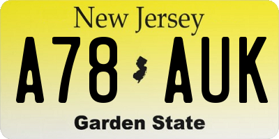 NJ license plate A78AUK