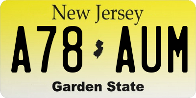 NJ license plate A78AUM