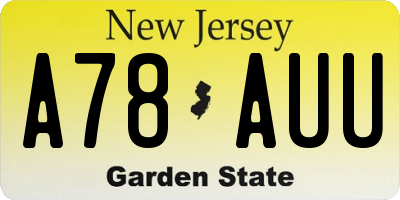 NJ license plate A78AUU