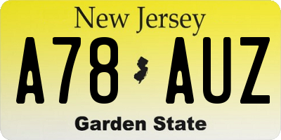 NJ license plate A78AUZ