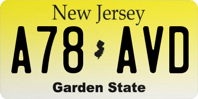 NJ license plate A78AVD
