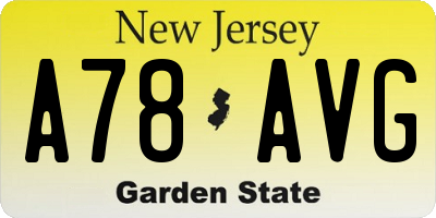 NJ license plate A78AVG