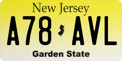 NJ license plate A78AVL
