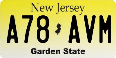 NJ license plate A78AVM