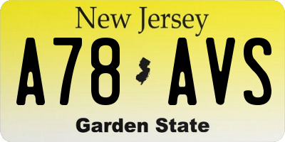NJ license plate A78AVS