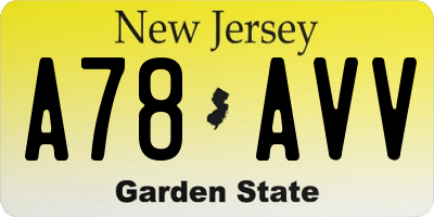 NJ license plate A78AVV