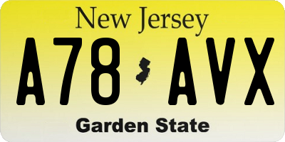 NJ license plate A78AVX