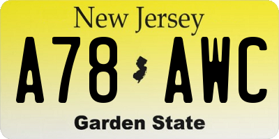 NJ license plate A78AWC