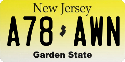 NJ license plate A78AWN