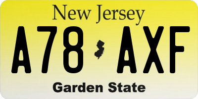 NJ license plate A78AXF