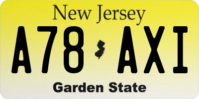 NJ license plate A78AXI