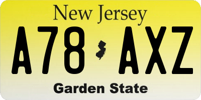 NJ license plate A78AXZ