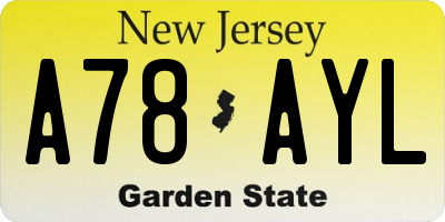 NJ license plate A78AYL
