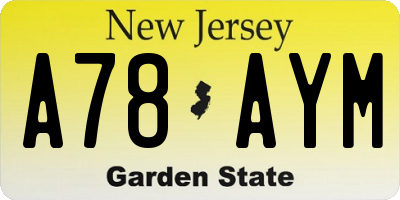 NJ license plate A78AYM