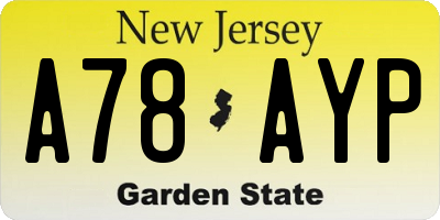 NJ license plate A78AYP