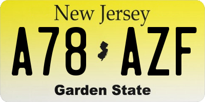 NJ license plate A78AZF