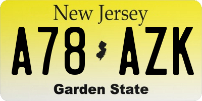 NJ license plate A78AZK