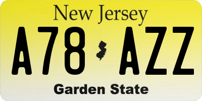 NJ license plate A78AZZ