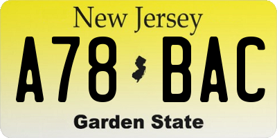 NJ license plate A78BAC