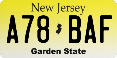 NJ license plate A78BAF