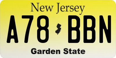 NJ license plate A78BBN