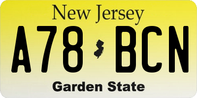 NJ license plate A78BCN
