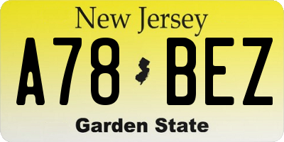 NJ license plate A78BEZ