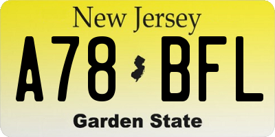 NJ license plate A78BFL